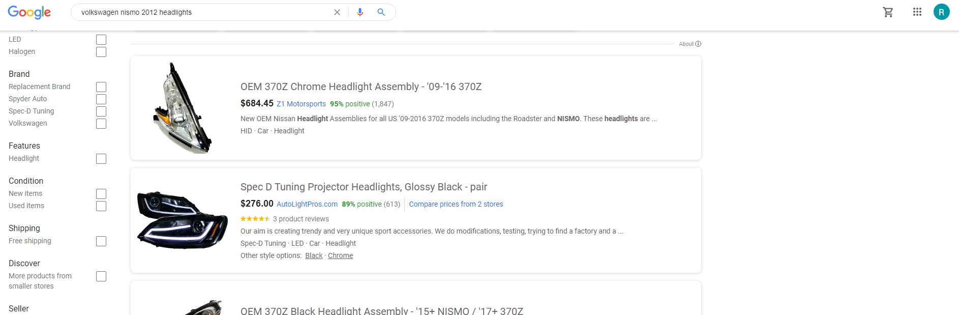 Google Shopping results for auto-parts