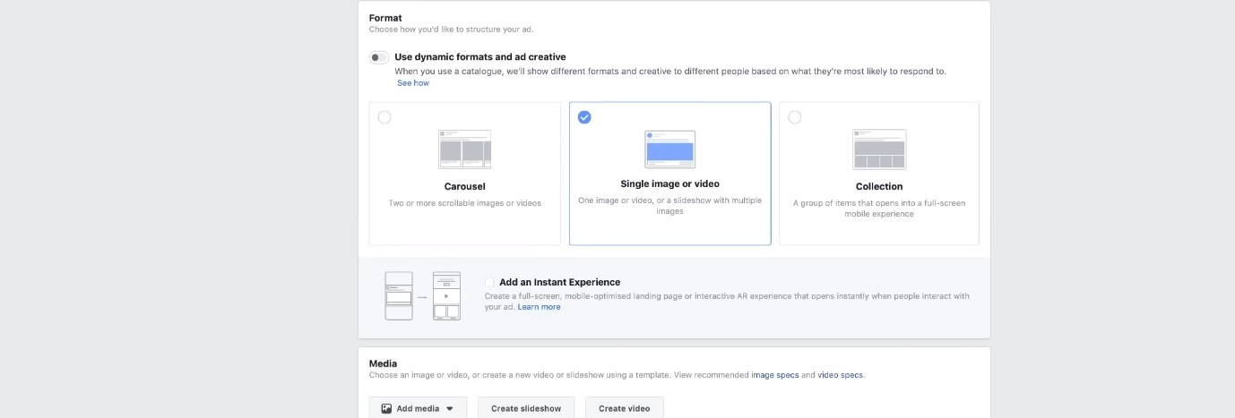 Examples of ad types in Facebook Ad Manager