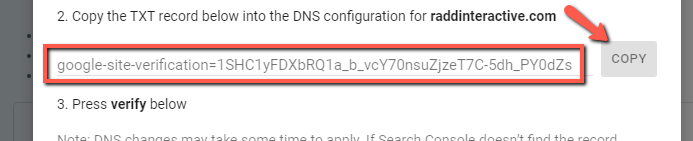 copy for dns configuration txt record search console 2021 05 01 11 55 00