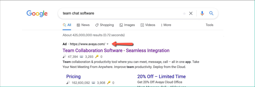 ppc ad in serp example 2021 07 05 15 45 24