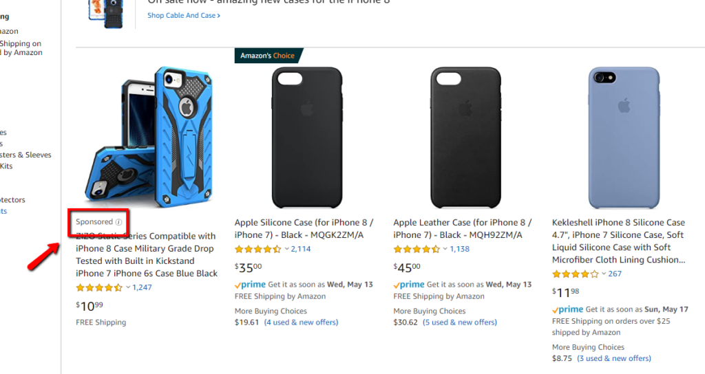 An Amazon sponsored product example